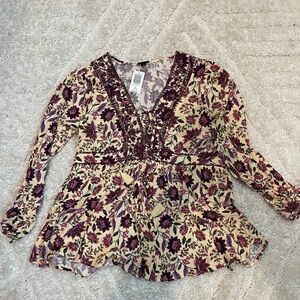 Long sleeve floral babydoll torrid shirt